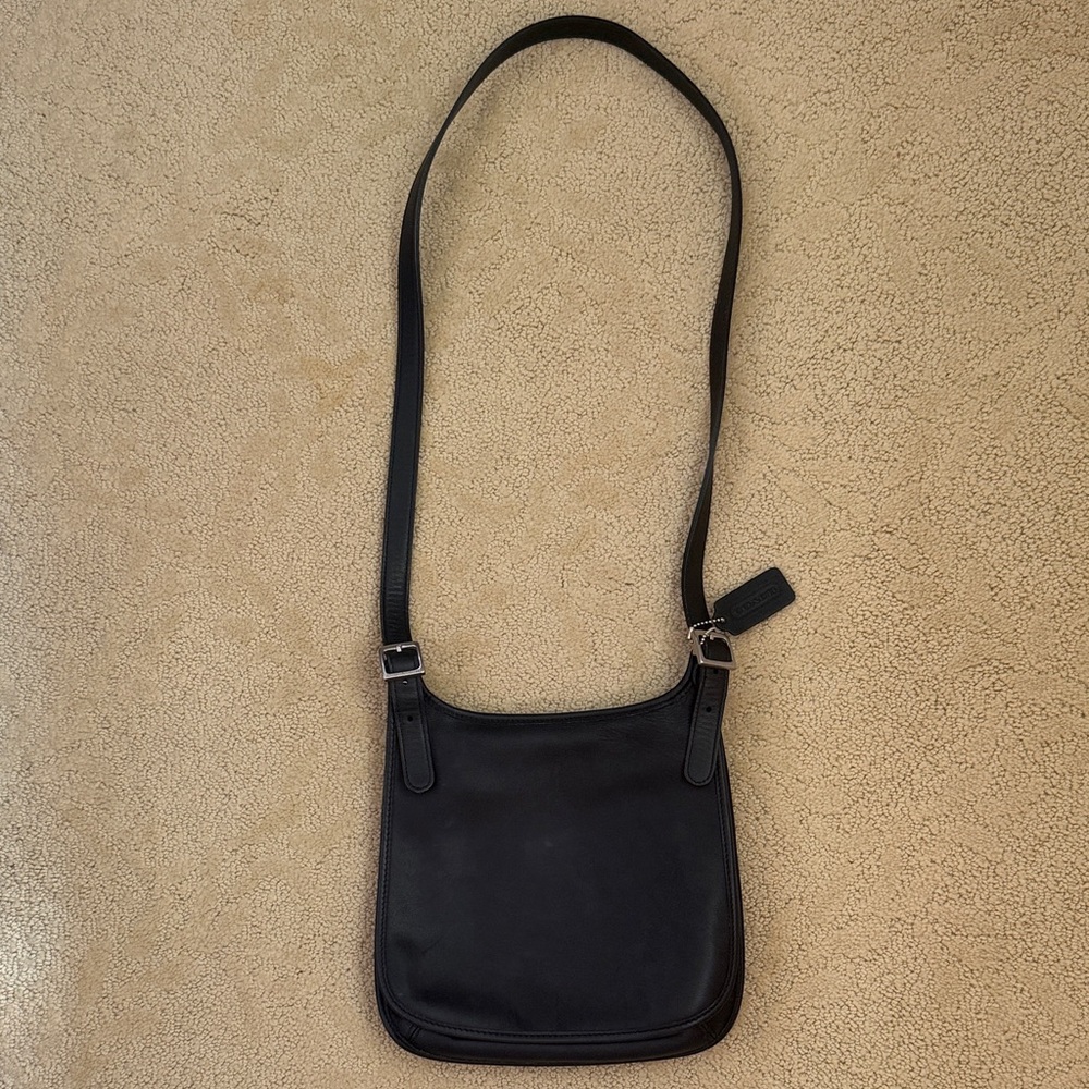 Coach Vintage Made in USA Black Leather Bag with Silver Accents